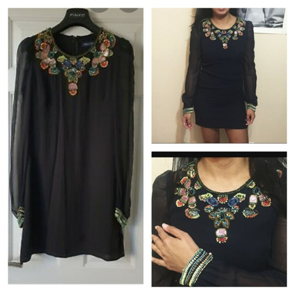 FRENCH CONNECTION Dress Lace‎ Beaded Silk Embroider - Picture 1 of 1